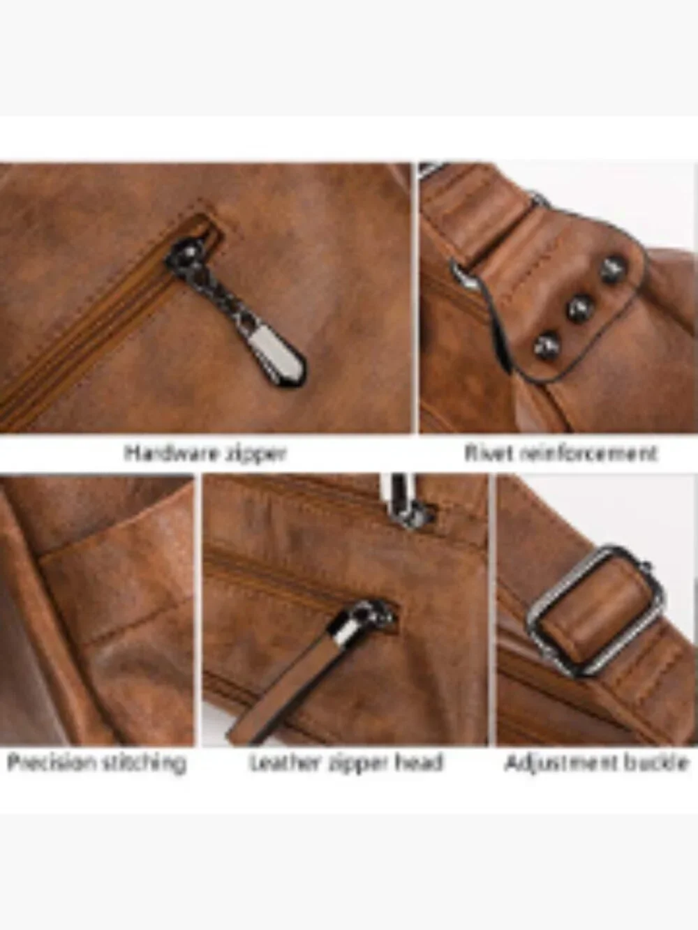 PU Leather Hobo Crossbody Bag with Multiple Pockets Adjustable Strap